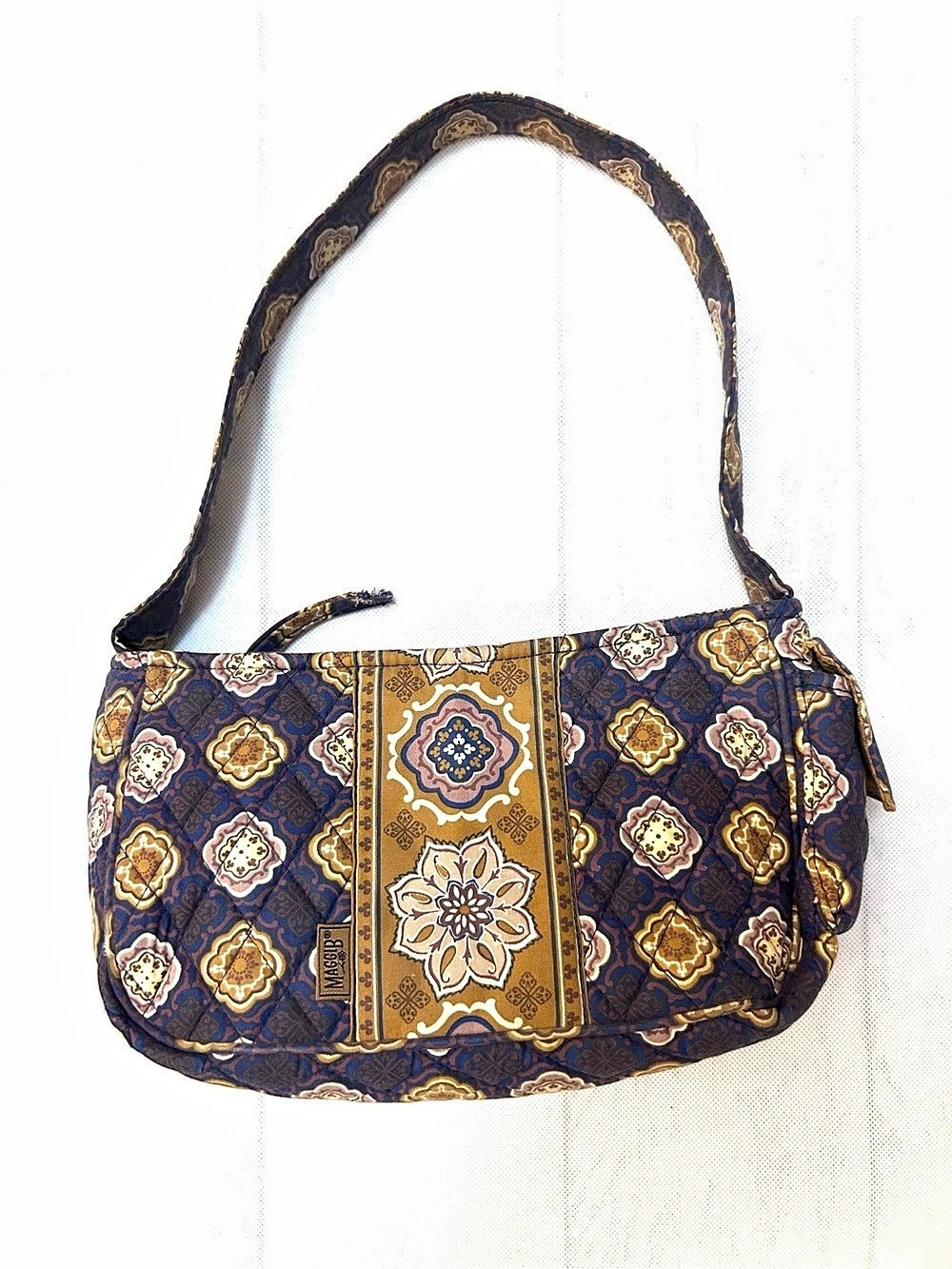 Maggib Geometric Shoulder Bag in Blue & Brown